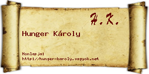 Hunger Károly névjegykártya